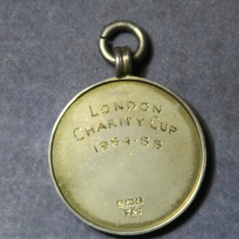 London Football Association silver & enamel Linesman fob London Charity Cup 1954-55