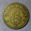 GB Market check brass token T Fordham value 6. Uniface