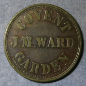 GB Market check brass token JM Ward Covent Garden One Shilling