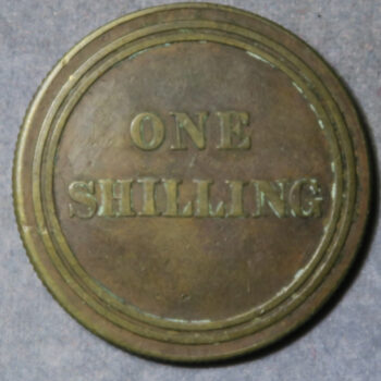 GB London Market check brass token JM Ward Covent Garden One Shilling - Image 2