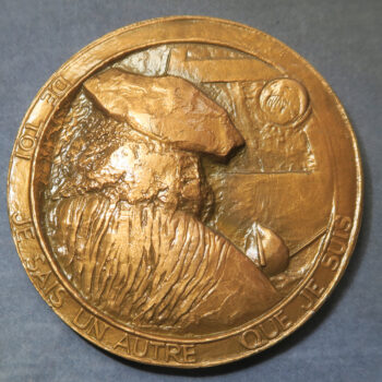 Back of Vermeer's head - artist painter bronze commemorative art medal by Mocquot