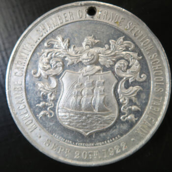 Lancashire Morecambe Carnaval school tableaux pewter medal 1922 holed