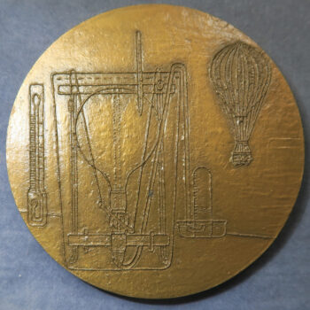 France Gay-Lussac scientist bronze art medal by Xenia 1979, air balloon