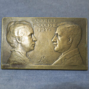 France Colonial connection Algeria bronze medal plaquette Gabrielle & Rodolphe Rey 1921 by Pommier