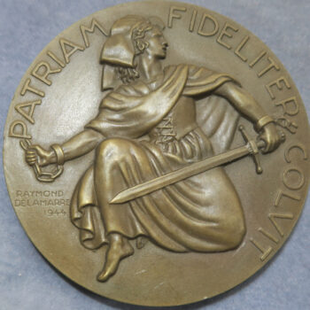 France Strasbourg liberated 1944 bronze commemorative medal by Delamarre.