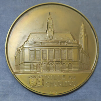 Belgium Ville de Charleroi struck bronze medal by Rau Art Deco