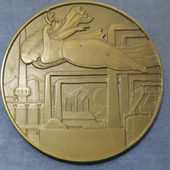 Belgium Ville de Charleroi struck bronze medal by Rau Art Deco