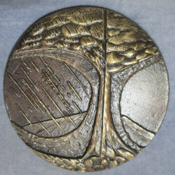 Tree Rain by Ron Dutton early career cast bronze art medal 1974 abstract nature