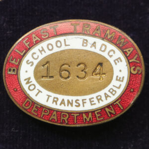 GB transport token Belfast Tramways Dept School Badge brass & enamel early 20th c.