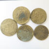 Lot 5 brass coin weights 19th century for Italian & French gold coins