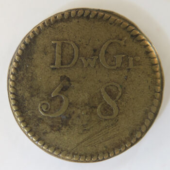 GB Brass Coin Weight for gold guinea coin W1936D 18th century