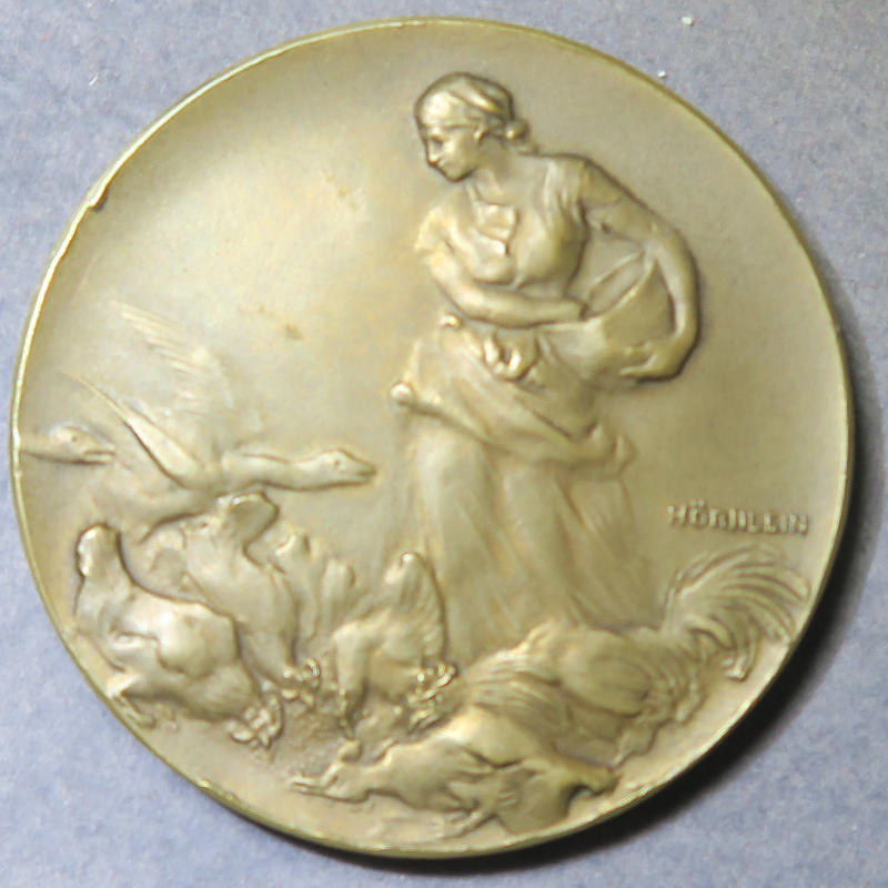 Germany poultry prize medal bronze 1922 by Hornlein