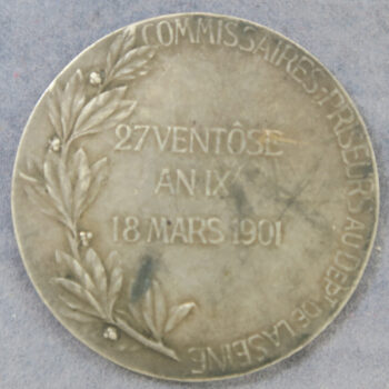 France silver jeton, Commissaires Priseurs au Department de la Seine, centenary 1901 by Rivet