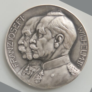 Germany World War 1 silver medal by Artur Lowental - Franz Josef & Wilhelm 11 - naked mev vs. Hydra