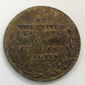 Louis XVIII restored 1814 - British made commemorative medal or token - brass by Kettle