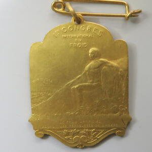 France International Refrigeration Congress 1908 Paris uniface badge medal in card box