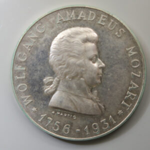 Mozart 1756-1931 silver by Hartig 175 anniversity medal