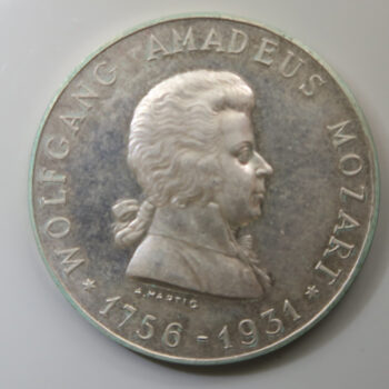 Mozart 1756-1931 silver by Hartig 175 anniversity medal