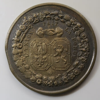1843 International Railway Aachen Verviers brass jeton medal Belgium Germany by Hart