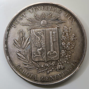 Switzerland Geneva silver school medal for literature 27.30g 41.3mm