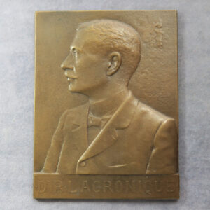 Dr R. Lacronique  plaque cast bronze 1904 by Prudhomme - France