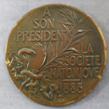  France Medal offered by the Anatomical Society of France to Jean-Martin Charcot (1825-1893) when he was President of the Society in 1883. Cast bronze