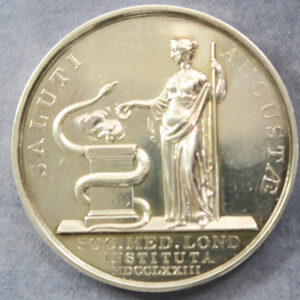 Medical Society of London, silver medal. presentation c. 1880-1900 Medical medal