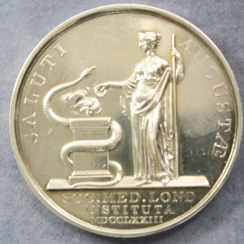 Medical Society of London, silver medal. presentation c. 1880-1900 Medical medal