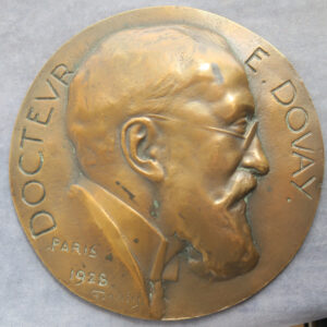 DOCTEVR  E. DOVAY uniface cast bronze portrait by Dautel 1928  110.7mm- Bronze medical medal