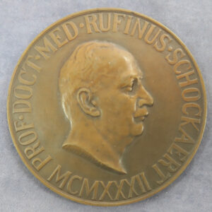 Dr Rufin Remi Schockaert 1875-1853  Belgian    by Ant Jorissen  1932   bronze 65mm- medical medal