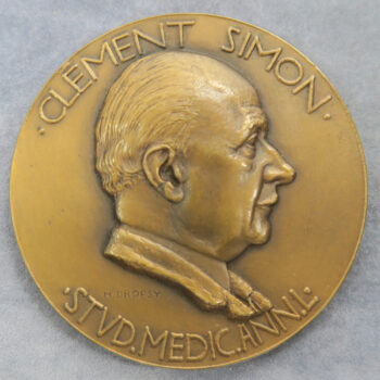 Clement Simon  rev. operating scene 1947 bronze 69mm by Henri Dropsy     France Bronze medical medal