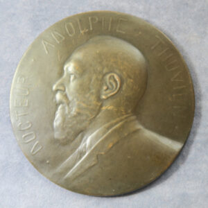Dr Adolphe Thuviln 1855-1633 portrait by V. Canale copper electro-formed uniface medical medal France
