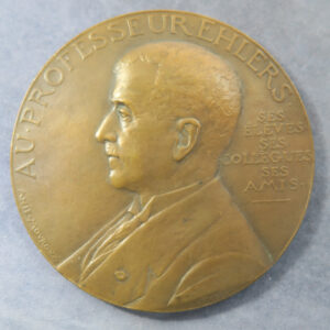 Prof. Edvard Ehlers medal by Anie Mouroux 1913 bronze  Denmark medical medal French made