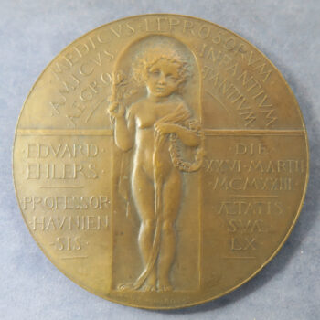 Prof. Edvard Ehlers medal by Anie Mouroux 1913 bronze  Denmark medical medal French made