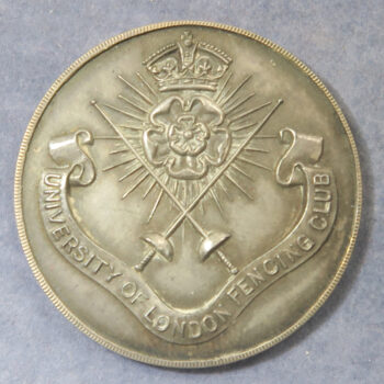 University of London Fencing Club silver medal prize 1931 for Foil
