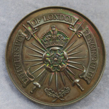 GB University of London Fencing Club bronze medal prize 1932 Foil 3rd prize large size