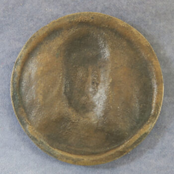 France: Francois Merignac 1817-81 in fencing jacket portrait by Ernesta Robert Merignac cast bronze 45.4mm