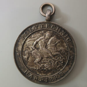UK Athletics silver medal Polytechnic Harriers, The Kinnard Inter Club Trophy - fob type medal