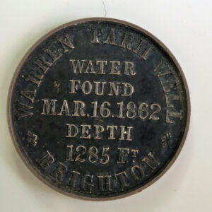 UK Brighton 1862 silver medal Warren Farm Well dug in 1862
