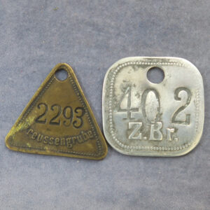 Coal Mining token, Poland PREUSSENGRUBE brass tally + Germany Z.Br. aluminium - 2 pieces