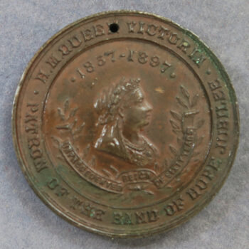 Band of Hope Jubilee and Victoria Diamond Jubilee 1897 bronze medal - portraits of Mrs Ann Jane Carlile & Rev. J Tunnicliff