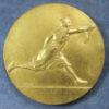Woman playing Tennis prize medal French by Fraisse 1930's gilt bronze 40.6mm