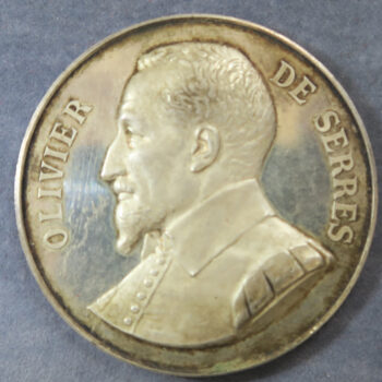 Olivier de Serres 1539-1619 French author and Agricultural soil scientist Silver medal nid 19th century