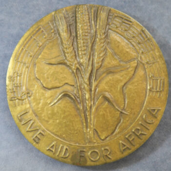 Bob Geldorf portrait medal - bronze FAO Food for Africa - by Bucci c.1990
