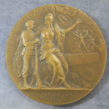 France - Ministry of War Art Nouveau bronze prize medal for Physical Education by Grandhomme dated 1911