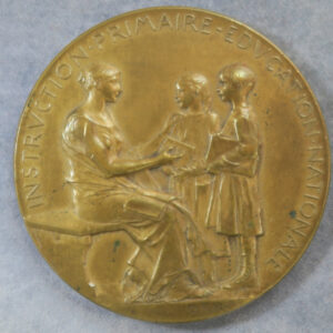 France Ministry of Public Instruction bronze medal by O Roty 1898-9 Art Nouveau style