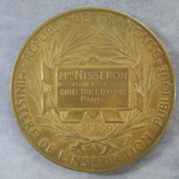 France Ministry of Public Instruction bronze medal by O Roty 1898-9 Art Nouveau style