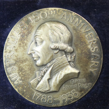 MB110072a Australia's 150th Anniversary silvered bronze medal 1788-1938 Captain Arthur Philip