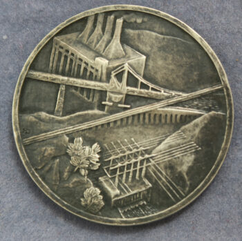 MB110012 France, Union d’Electricite by Henri Dropsy silver medal jeton Art Deco 1930s