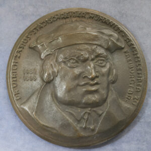 MB110013 Germany, Ulrich Zasius Renaissance lawyer and jurist bronze medal 1988 for Freiburg Old Courtroom reconstructions